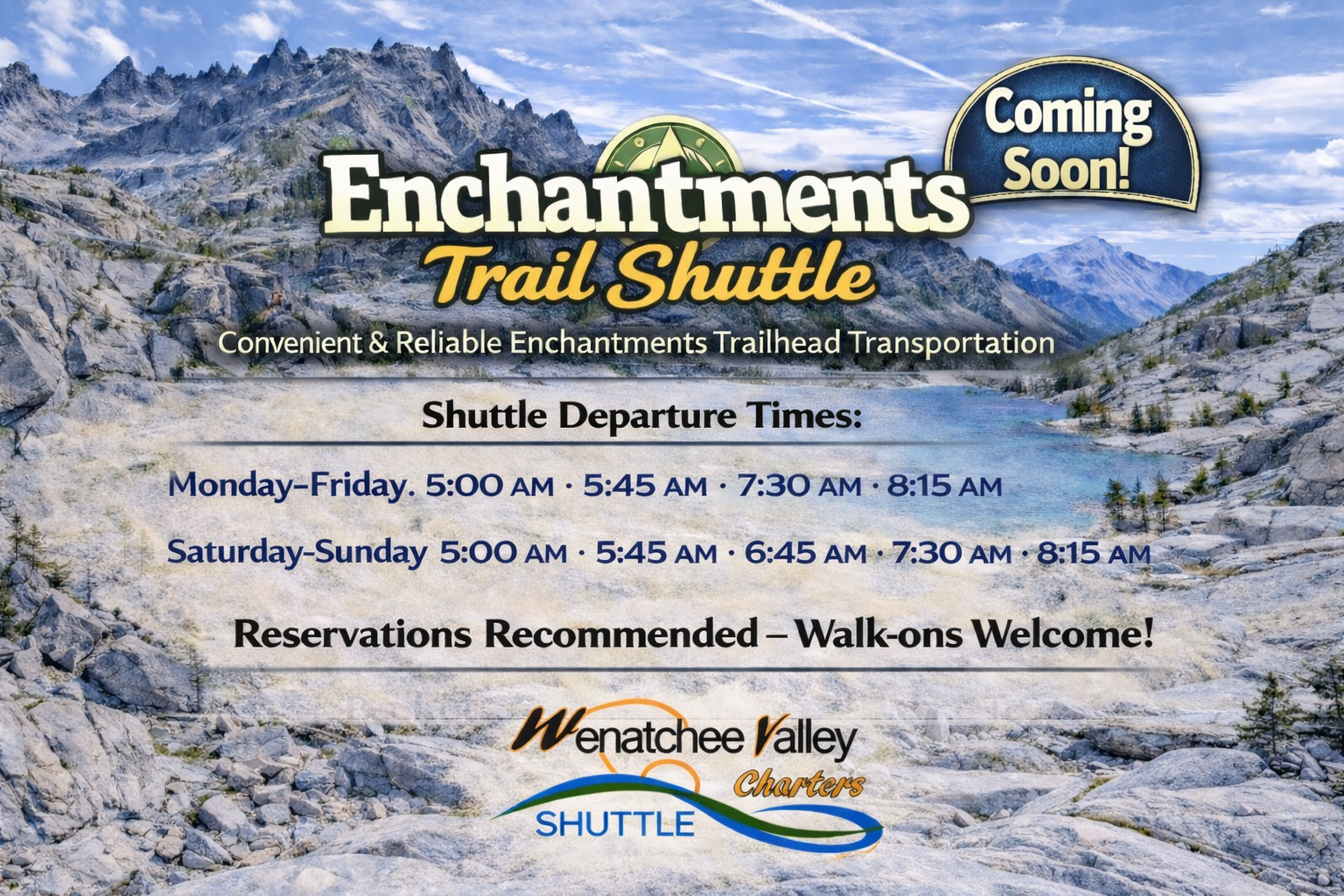 Enchantments Trail Shuttle - Coming Soon!